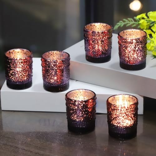 VOHO 12pcs Sunflower Purple Votive Candle Holders for Table Centerpiece - Image 7