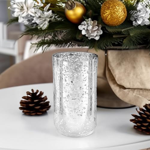 WGVI Hurricane Candle Holder Sleeve, W: 5", Ht: 8", Silver Speckled Glass Cylinder Open Both Ends, Chimney Tube Shade, 6 Pieces - Image 7