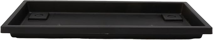 The HC Companies Venetian Rectangular Plant Tray - Lightweight Plastic Plant Saucer - Plant Drip Trays for Drainage - UV Resistant Pot Saucer for Indoor & Outdoor Use (29.5" Black, Pack of 1)