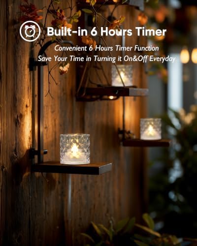 Homemory 2" Clear Acrylic Votive Candle & Holders with Auto Timer, 6 Pack - Image 3