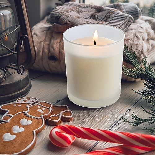 SHOWIN 10 OZ Thick Candle Jars for Making Candles 15 Pcs, Empty Jars with Wood Lids for Candle Making, Sample Container, Frosted White - Image 6