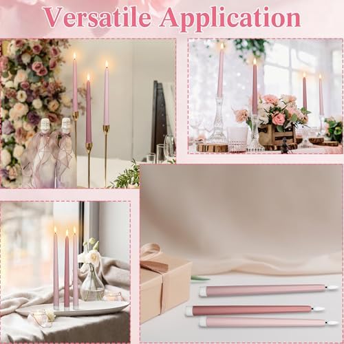Macarrie 24 Packs Flameless Taper Candles Battery LED 11",Light Pink - Image 6
