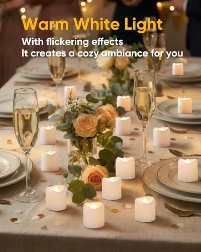 5plots 12Pack White Flameless Votive Candles, Fake Electric Candles - Image 3