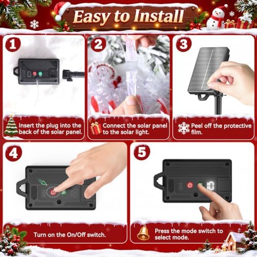 KOOPER 10 Pack Solar Christmas Tree Candy Stake Lights, 10 Modes Xmas Decor - Image 5