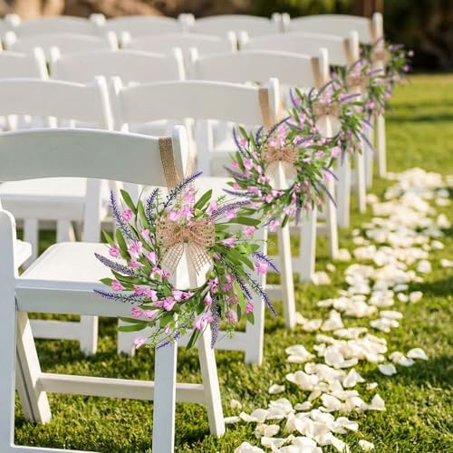 6 PCS Spring Summer Artificial Flowered Wreath Candle Rings Forsythia Lavender Candle Rings Pillar Holder Wreath Mini Floral Candle Rings Wreaths Kitchen Cabinet Swags for Wedding Home Tabletop Decor - Image 6