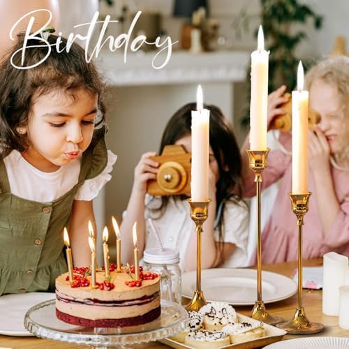 Candle Holder Gold Candlestick Holder Metal Taper Candle Holder Brass Gold Vintage Candle Stick Holders Set of 6 Table Centerpiece Decor for Dinning Party Wedding - Image 4