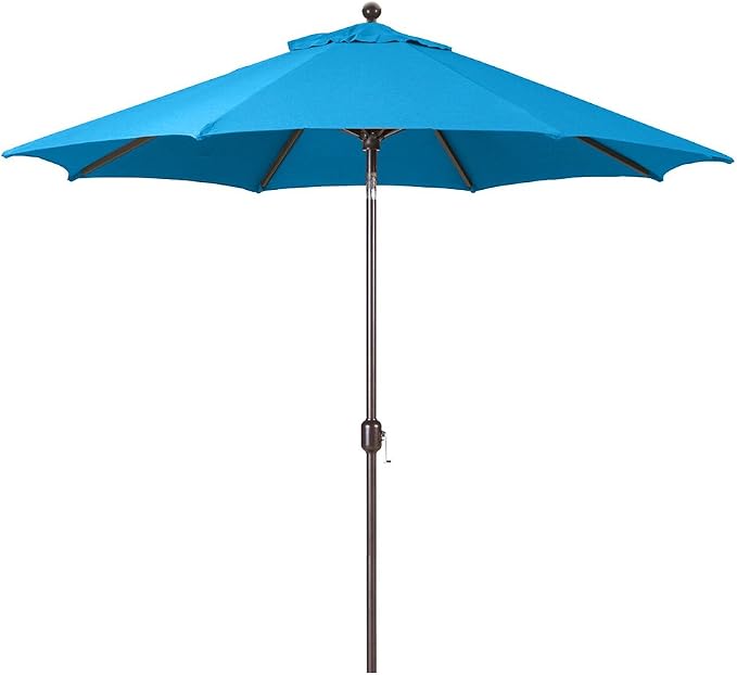 Galtech Deluxe Auto Tilt Market Umbrella, 7.5ft - Outdoor Patio, Deck, Pool, Backyard Stand Alone Umbrella - Octagon, Heavy Duty w/Bronze Frame & Sunbrella Fabric (Pacific Blue)