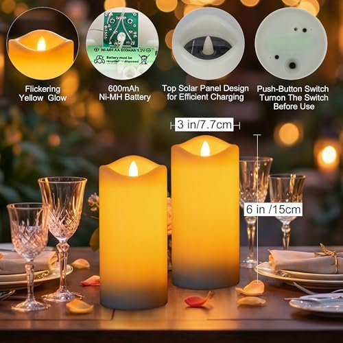 Livinlarge Solar Candles Outdoor Waterproof,3"x6"Flameless Candle 4 Pack - Image 3