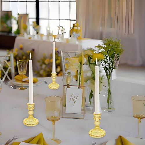 Clear Glass Candlestick Holders, Taper Candle Holders, Set of 6 - Image 7