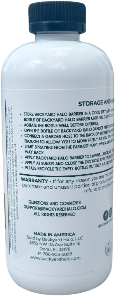 Mosquito Barrier End Hose Sprayer Kit | DEET Free | Two 16 Fl Oz Bottles | Children, Adult, and Pet Safe | Friendly to the Environment | Reduces Mosquitoes | Covers 2,400 SqFt