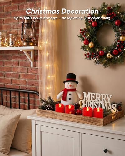 Homemory Red Flameless LED Votive Tealight Candles & Timer Remote, 12Pack - Image 5