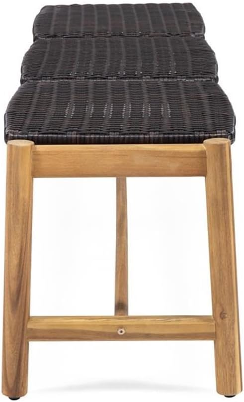 Christopher Knight Home Bonnie Outdoor 3 Seater Wicker Bench, Teak and Brown