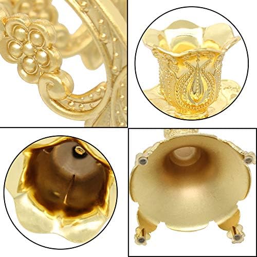 Metal Candelabra 5-Candle 10.1 Inch Tall Candle Holder Stick for Home Wedding Event and Party Festival,Gold - Image 5