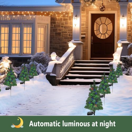 Solar Christmas Tree Garden Stake Lights Waterproof Christmas Decorations Tree Lights Outdoor Xmas Tree Light Christmas décor Pathway Lights Patio Yard (6) - Image 6