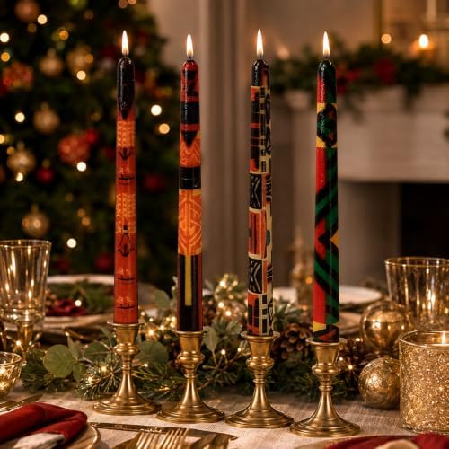 African Print Taper Candles 10in,4 Pack Unscented for Dinner Decor - Image 5