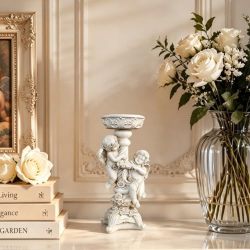 Angel Candle Holder Figurine White Resin Table Decor Holiday Home Gifts - Image 5