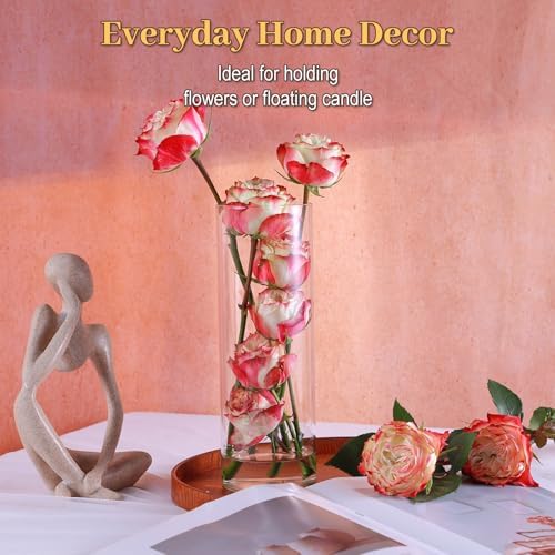 UPBUD 10 Inch Glass Cylinder Vases for Centerpieces, 12pcs Tall Flower Vase - Image 5
