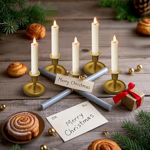 KSWING Upgraded Real Wax Short LED Flameless Taper Candles with Remote, 6 PCS White Candlesticks Battery Operated 3D Flickering - 6" Realistic Fake Candle Sticks for Home/Wedding/Fireplace Xmas Decor - Image 2
