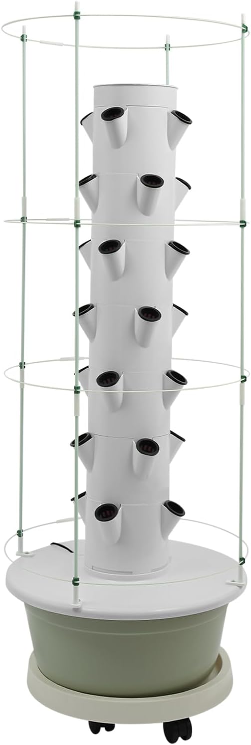 Hydroponics Growing System, 28 Pods Large Vertical Hydroponic Growing Tower with with Climbing Trellis, 7-Tier Indoor Gardening System for Herb Vegetable Fruit