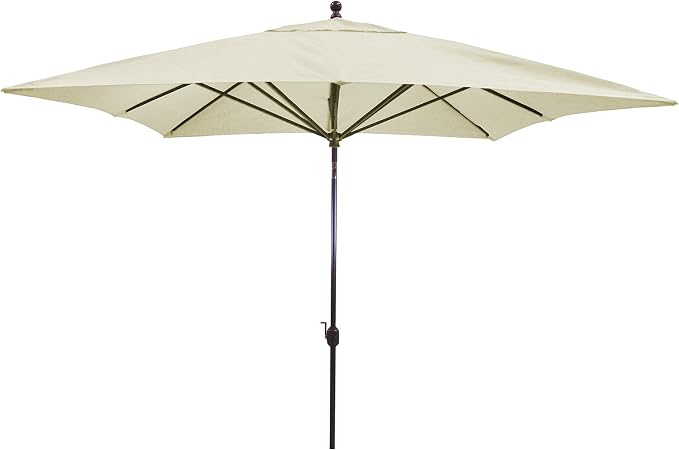 Galtech Deluxe Auto Tilt Market Umbrella, 10ft - Outdoor Patio, Deck, Pool, Backyard Stand Alone Umbrella - Square, Heavy Duty w/Bronze Frame & Sunbrella Fabric (Canvas)