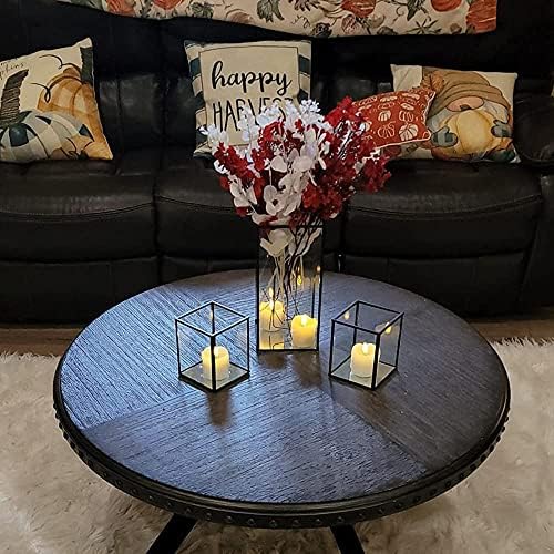 Hewory Glass Hurricane Candle Holder, 6Pcs Black Large Pillar Candle Holder - Image 3