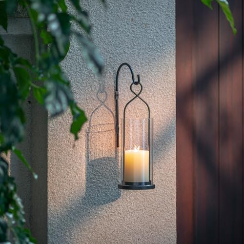 Black Candle Sconces Set of 2, with Hurricane Glass - Image 6