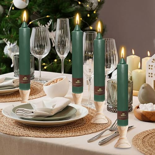 Christmas Green Candle 9 Inch Tall Smokeless Taper Candles 4 Pack Unscented Dinner Candle for Christmas Festive, Halloween Thanksgiving Day Fall Home Decor - Image 5