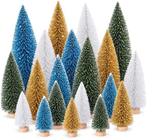 Vinsot 20 Pcs 5-12 Inch Bottle Brush Christmas Trees, Green,Gold, Blue by Vinsot