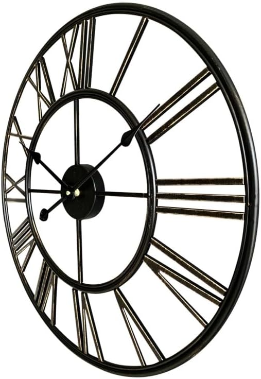 23.5" Bronze Roman Numeral Wall Clock, Silent | Indoor/Outdoor, Waterproof, Battery Operated, Brush Finish