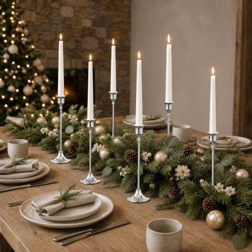 NLBTW 12 Pcs Silver Taper Candle Holder Bulks for Wedding Party Table Decor - Image 4