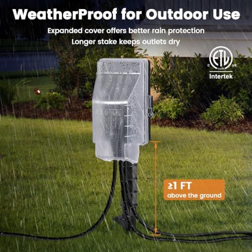 Outdoor Power Stake Waterproof Light Timer Dusk to Dawn 6 Outlets - Image 5