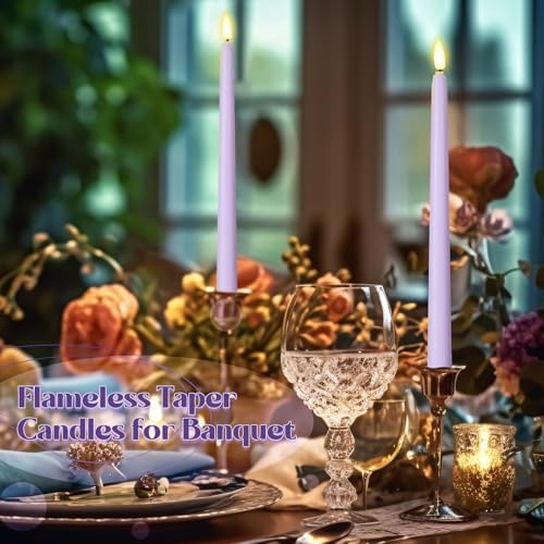 Macarrie 24 Packs Flameless Taper Candles Battery LED 11",Lavender Purple - Image 6