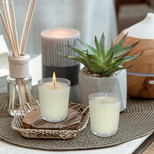 24 Pack Unscented Votives Candles in Glass- Ideal Gift for Wishing,Hydrotherapy, Wedding, Birthday, Holiday, Party,Votive Candles Bulk, Transparent Glass Filled, Wishing Candles - Image 3