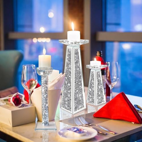 Wocred Candle Holders Set of 2.Stunning Shabbat Candle Holders.8.6" Tall Crystal Candlestick Holders for Dinning Room,Mantelpiece. - Image 7