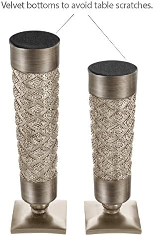 Creative Scents Dublin Silver Decorative Candle Holder Set of 2 - Home Decor Pillar Candle Stand, Coffee Table Mantle Decor centerpieces for Fireplace, Living or Dining Room Table, Gift Boxed - Image 5