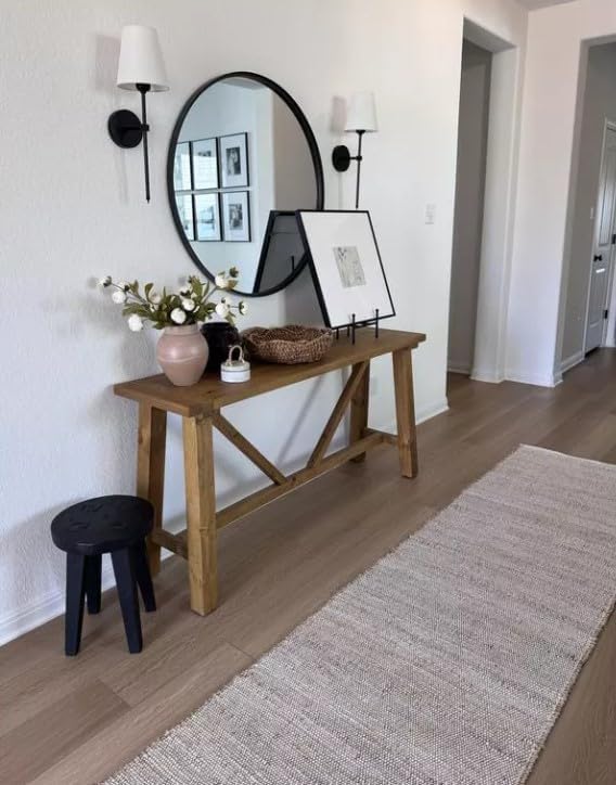 Jute Cotton Hand Woven Area Rug (2' x 8' Natural) | Farmhouse Area Rug for Living Room Bedroom Hallway Entryway Rustic Vintage Bohemian Décor