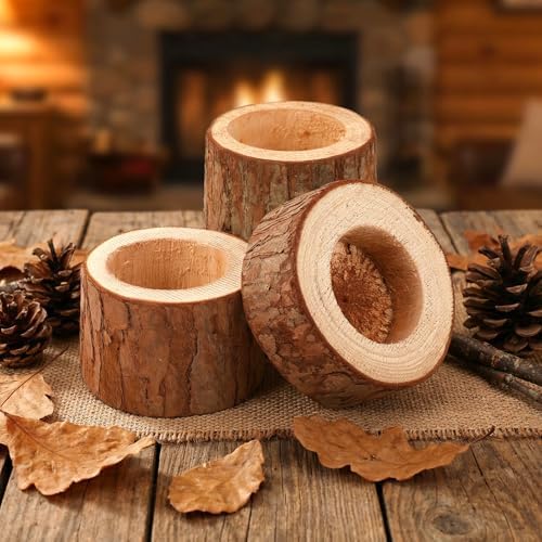 18 Pcs Wooden Tea Light Candle Holders, 3 Sizes, Rustic Tealight Candle Holders for Rustic Centerpieces for Dining Table Wedding Party - Image 3