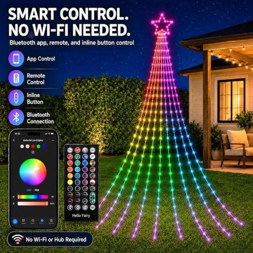 23FT Smart Outdoor Christmas Decorations, 335 LED RGB Star Waterfall Lights - Image 4