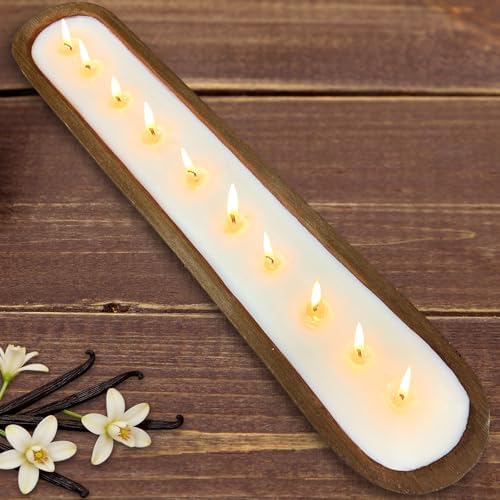 Aromatherapy Candle, SEVEYEE Vanilla Candle 10wicks 30inch, Large Wooden Bowl Candles for Women,Girl Birthday Gift,40 Once by SEVEYEE