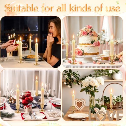 6PCS Vintage Candlestick Holders Taper Resin Gold Candle Stick - Image 5