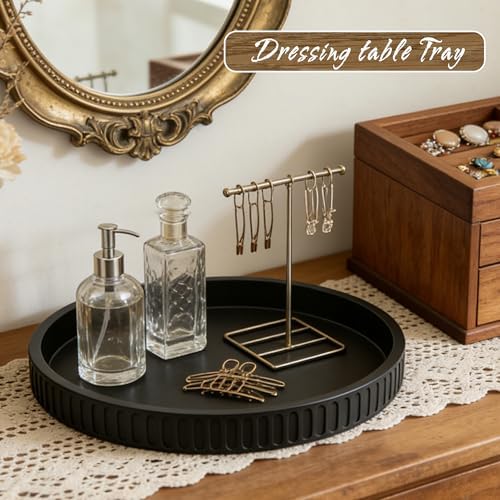 12in Decorative Tray for Coffee Table Tray Decor, Black 100% Solid Concrete Decorative Round Tray for Kitchen, Living Room, Home Decor - Image 5