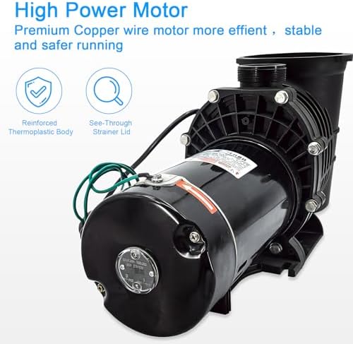 1.5HP /2.0HP In/Above Ground Swimming Pool Pump Self Priming Pool Pump with Strainer Filter Basket & Drain Plug Silent Operation 1.5" & 2.0'' Intlet Energy Saving (2.0HP)