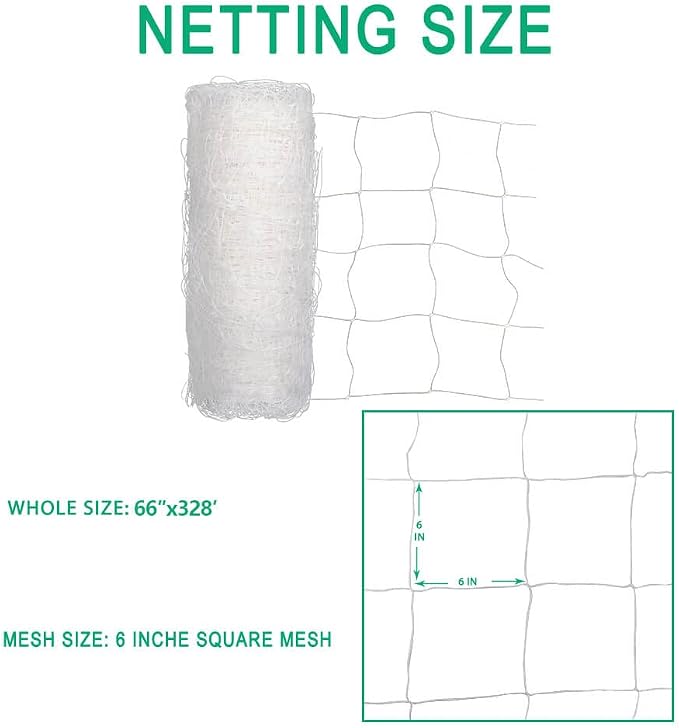 Heavy Duty Trellis Netting Roll - 67''x328' Plastic Plant Trellis Net for Climbing Plants