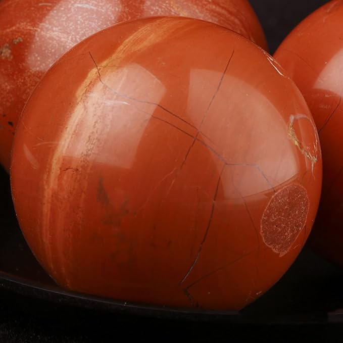 1.6-2 inch Red Jasper Crystal Ball with Stand Hand Polished Stone Sphere | Hand Polished Quartz Stone Sphere, Reiki Healing Mineral, Energy Balancing Degaussing, Home Office Desktop Ornament