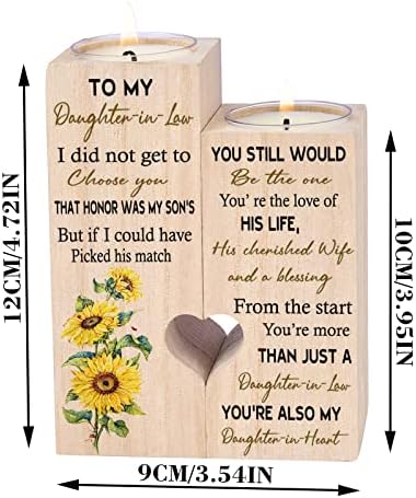 to My Daughter-in-Law from The Start You're More Than JUST A Daughter-in-Law You're Also My Daughter-in-Heart Personalized Wooden Candle Holder for Couple Birthday Candle Decoration - Image 6