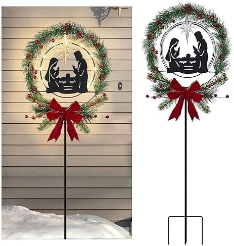 Solar Nativity Scene Outdoor, Nativity Decorative Garden Stakes, Christmas Decor Yard Garden Stakes,Solar Nativity Stakes, Decor for Patio, Lawn, Pathway, Outdoor Nativity Scene Yard Stakes by YY-Ladybug