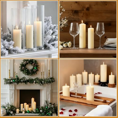 Pillar Candles Ivory 6 Pack, 2.8x8 Inch Unscented Candle - Image 5