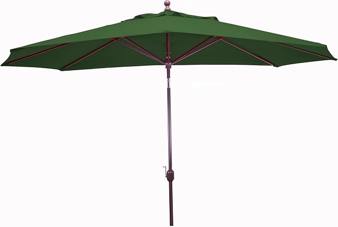 Galtech Deluxe Auto Tilt Market Umbrella, 8ft x 11ft - Outdoor Patio, Deck, Pool, Backyard Stand Alone Umbrella - Oval, Heavy Duty w/Bronze Frame & Sunbrella Fabric (Forest Green)