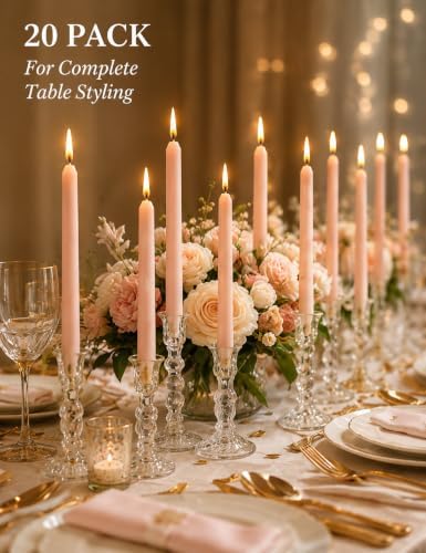 Pale Pink Elegant Taper Candles for Romantic Home Décor and Events - Image 2