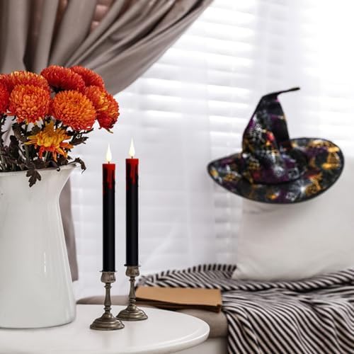 Halloween Black Flameless Taper Candles with Remote Timer - Image 6